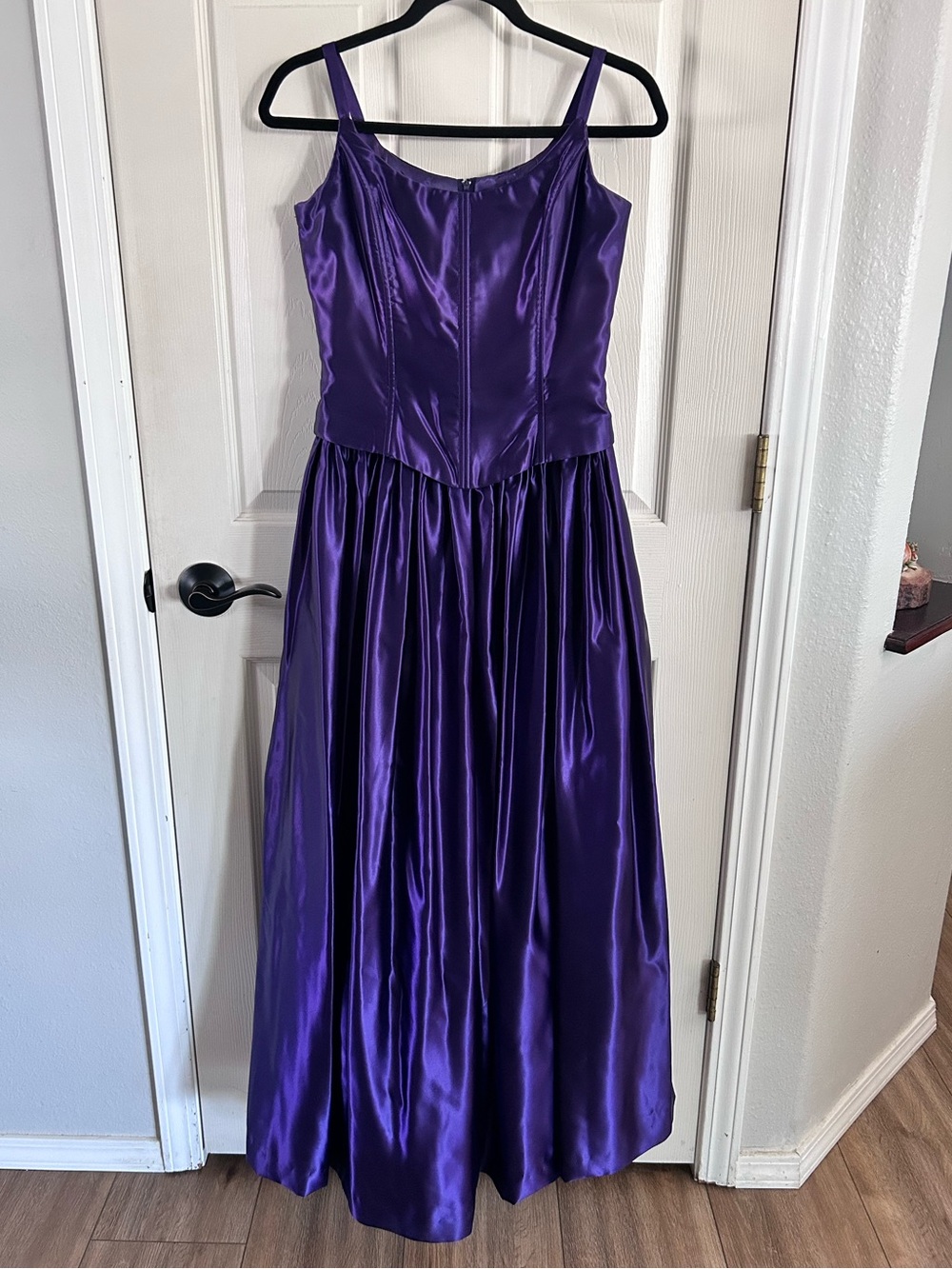 Jessica McClintock Gunne Sax Purple Satin Full-Length Formal Dress USA Sz 7/8